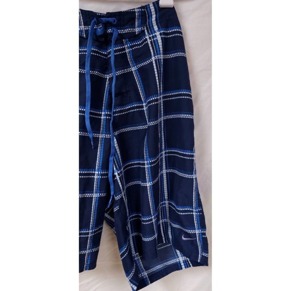 Nike W32 Blue Zip Pocket Hook N Loop Fly Surfing Swoosh Boardshorts Inseam 21" - Picture 3 of 11